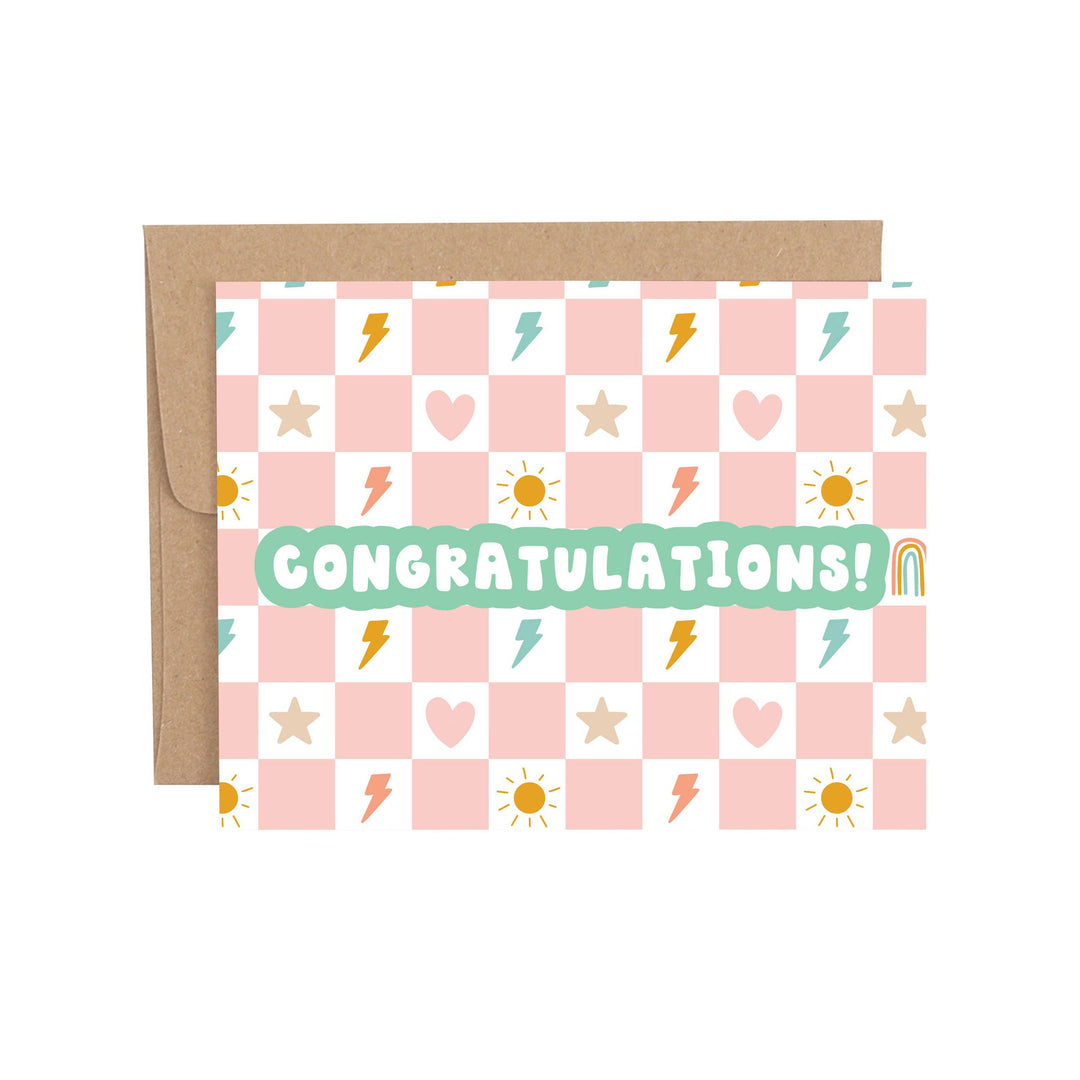 Callie Danielle - Checkerboard Icons Congratulations Greeting Card