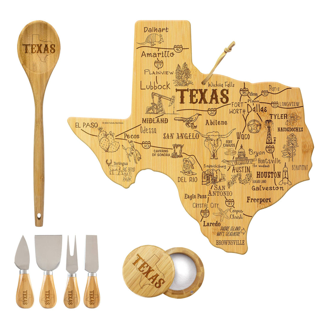Totally Bamboo - 4-Pc. Texas Gift Box - Charcuterie & Kitchen Faves