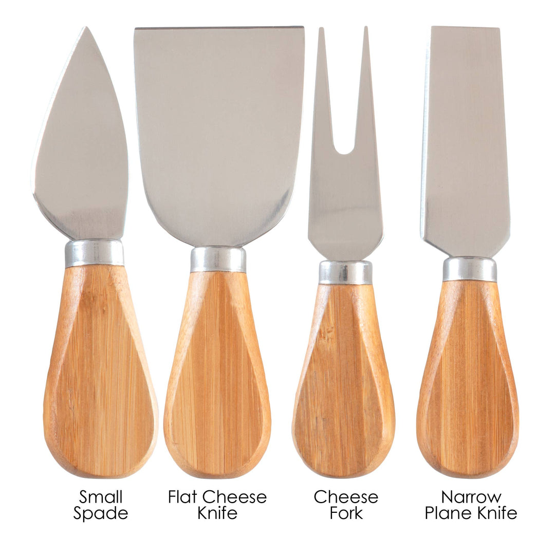 Totally Bamboo - 4-Pc. Cheese Tool Set – Cheese Knives for Charcuterie Boards